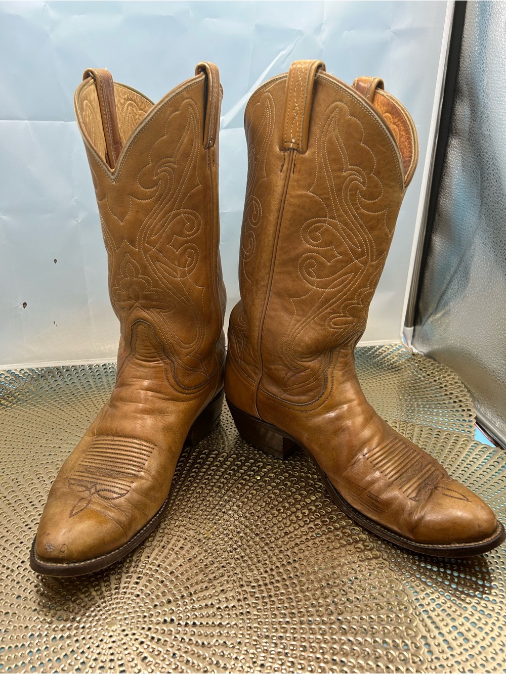 Tony Lama Cognac vintage cowboy boots men 10.5